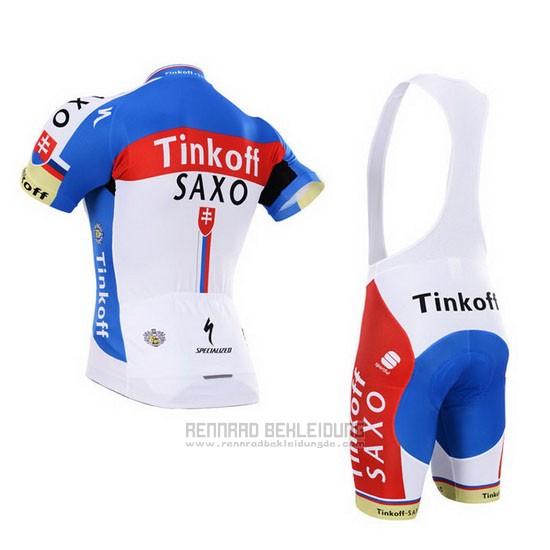 2015 Fahrradbekleidung Tinkoff Saxo Bank Champion Slowakische Republik Trikot Kurzarm und Tragerhose
